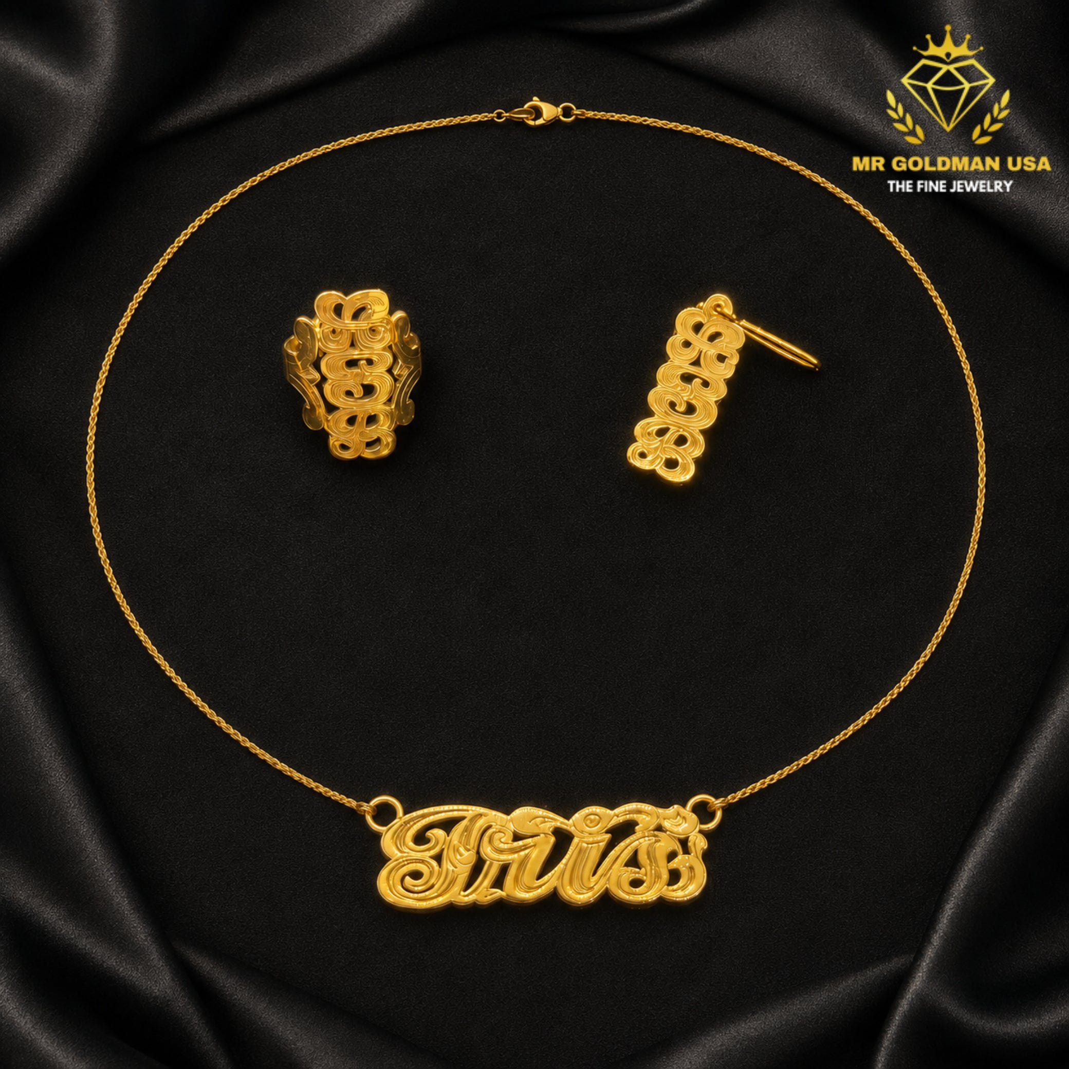 Custom 10K Yellow Gold Personalized Jewelry Set – Style 5053
