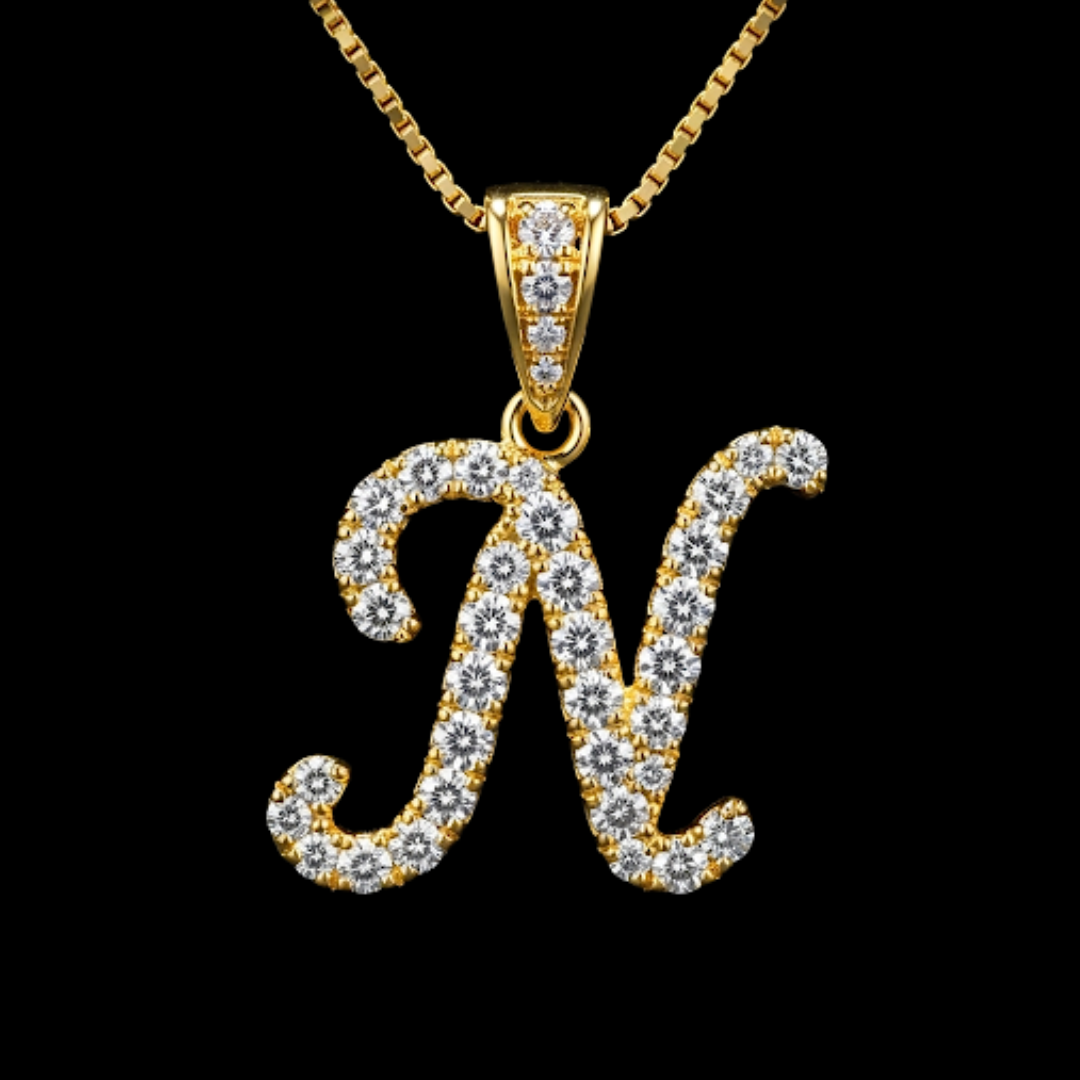 10K YELLOW GOLD DIAMOND INITIAL PENDANT WITH 1.15CT DIAMONDS