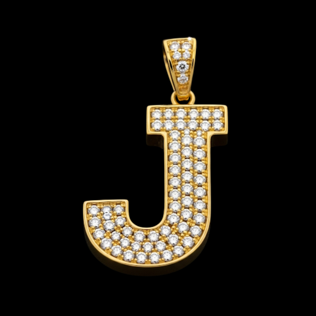 10K YELLOW GOLD DIAMOND INITIAL PENDANT WITH 0.91CT DIAMONDS