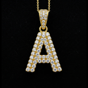 10K YELLOW GOLD DIAMOND INITIAL PENDANT WITH 1.38CT DIAMONDS