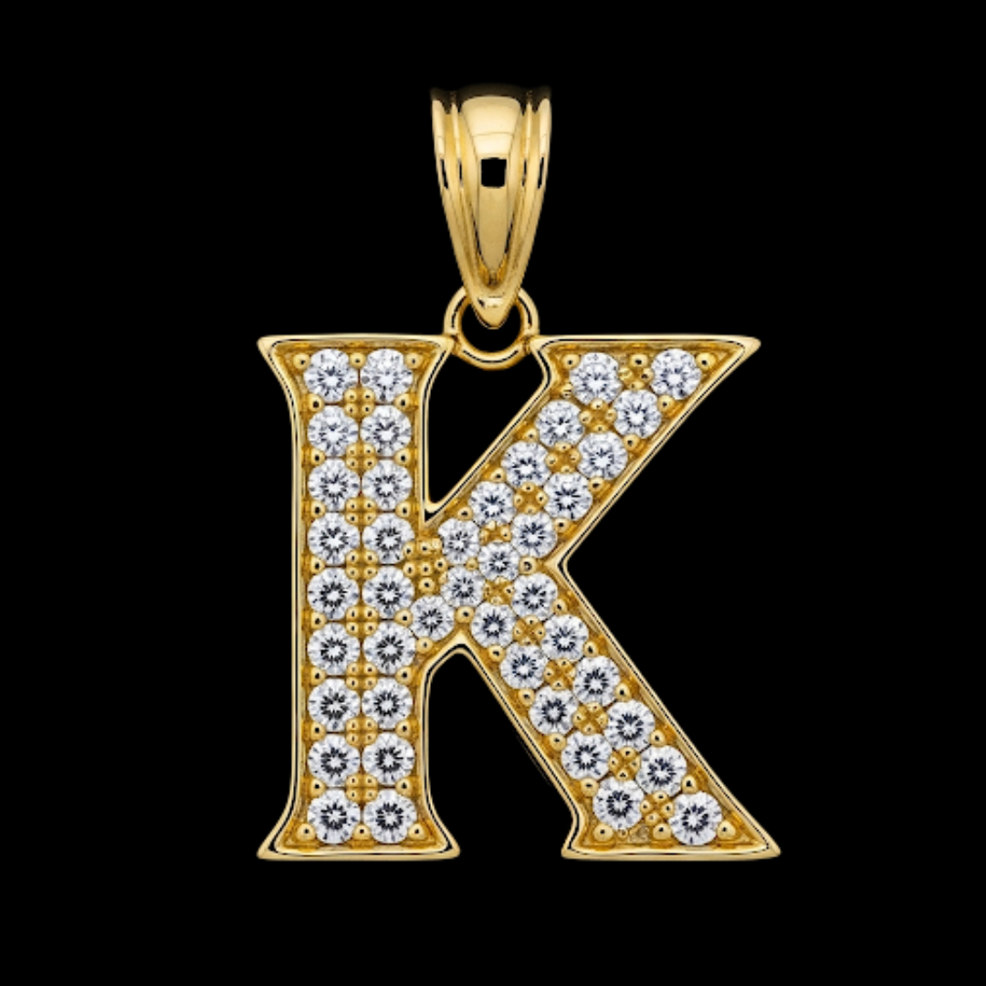 10K YELLOW GOLD DIAMOND INITIAL PENDANT WITH 0.75CT DIAMONDS