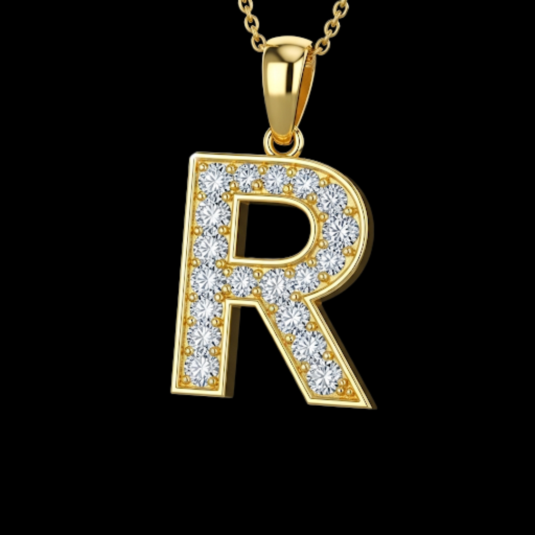 10K YELLOW GOLD DIAMOND INITIAL PENDANT WITH 0.75CT DIAMONDS