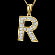 10K YELLOW GOLD DIAMOND INITIAL PENDANT WITH 0.75CT DIAMONDS