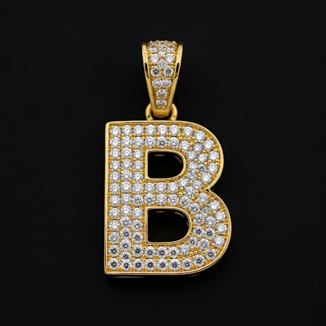 10K YELLOW GOLD DIAMOND INITIAL PENDANT WITH 1.53CT DIAMONDS