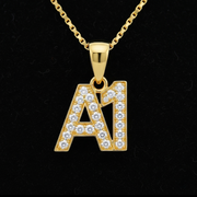 10K YELLOW GOLD DIAMOND INITIAL AND NUMBER PENDANTS WITH 0.10CT DIAMONDS