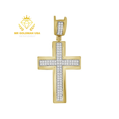 MEN’S CROSS 1/3 CT ROUND DIAMOND 10K YELLOW GOLD