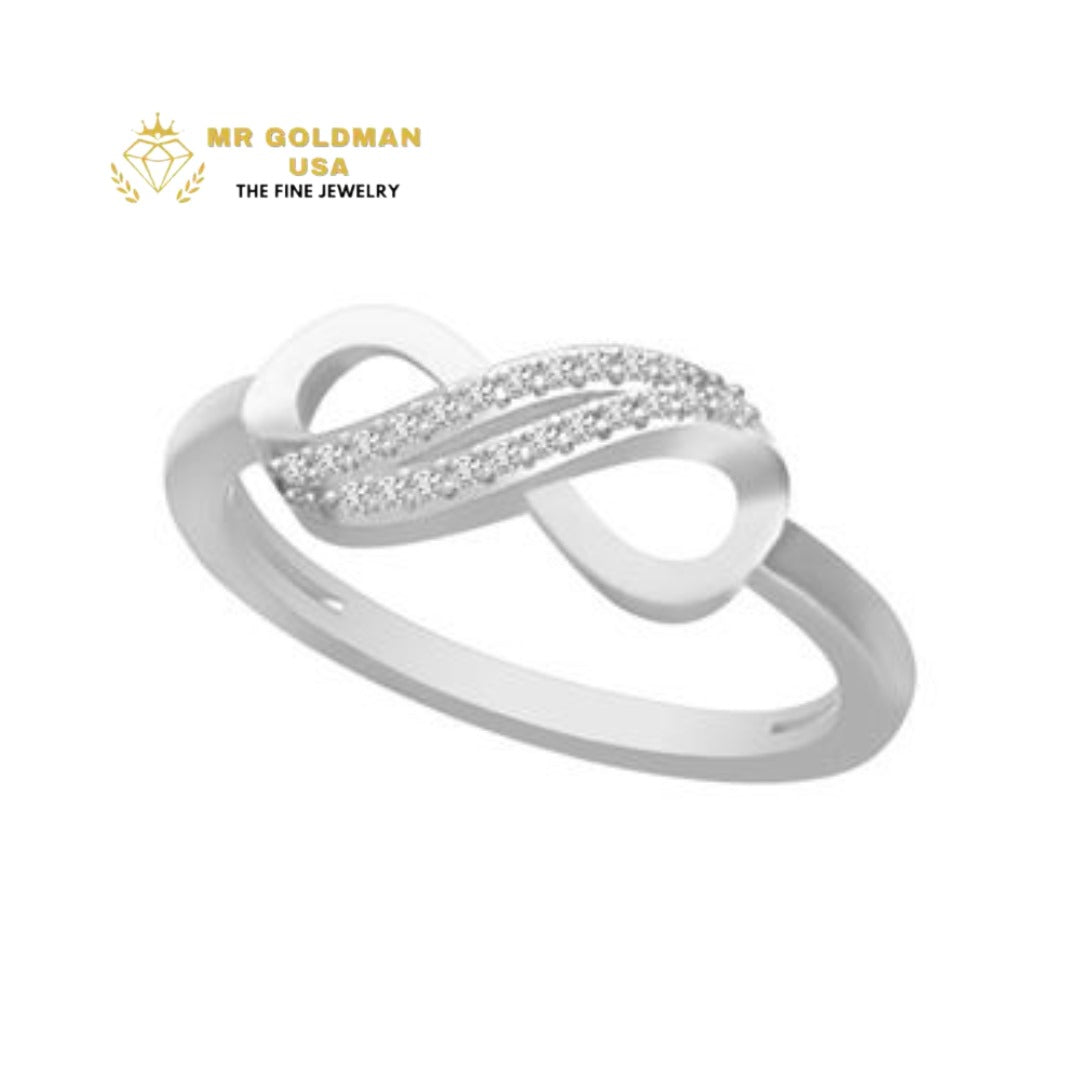 LADIES RING 1/10 CT ROUND DIAMOND 10K WHITE GOLD