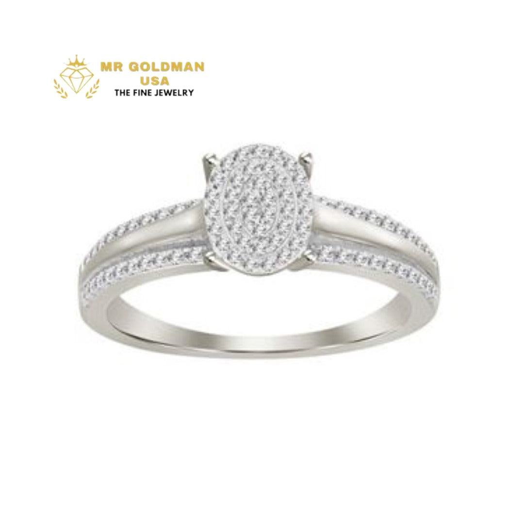 LADIES RING 1/5 CT ROUND DIAMOND 10K WHITE GOLD