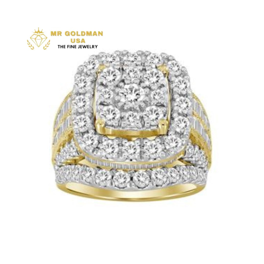 LADIES RING 3 CT ROUND/BAGUETTE DIAMOND 10K YELLOW GOLD
