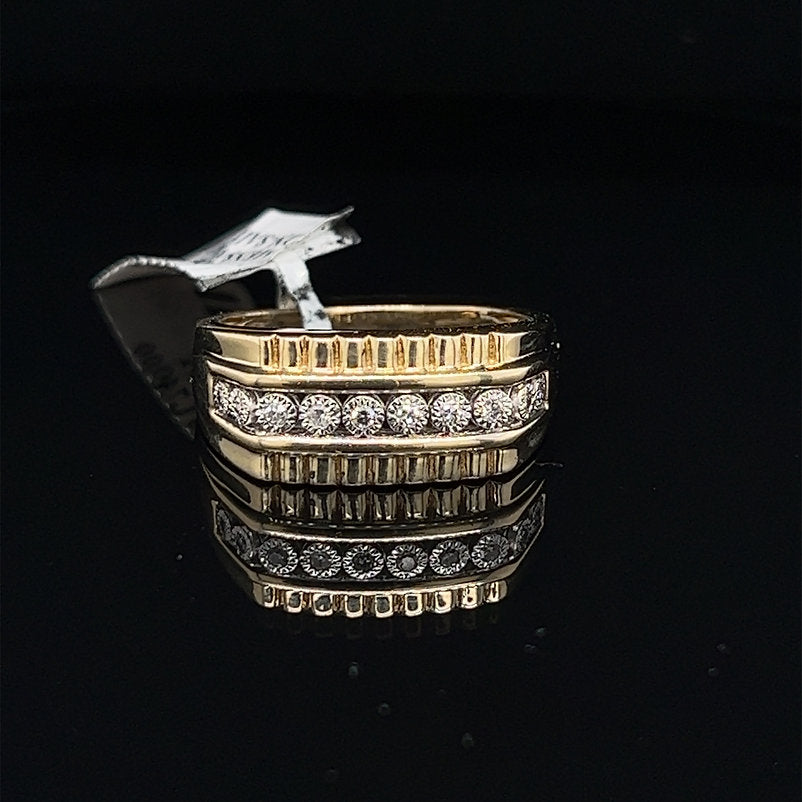 10K-YG 0.10CT-DIAMOND MENS-RING