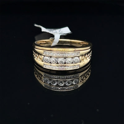 10K-YG 0.10CT-DIAMOND MENS-RING