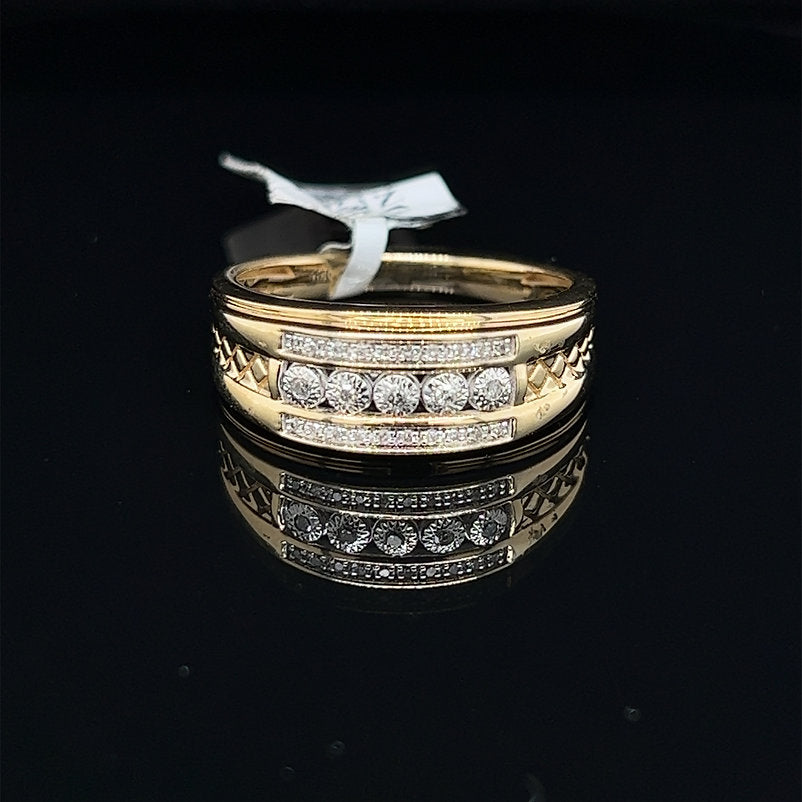 10K-YG 0.10CT-DIAMOND MENS-RING