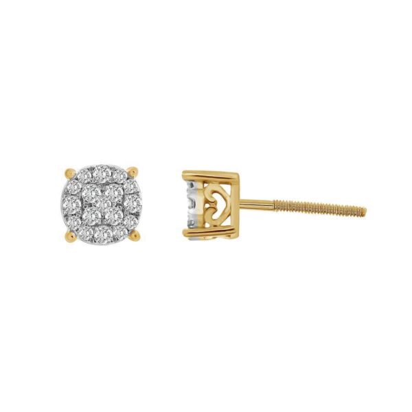 LADIES EARRING 1 4 CT ROUND DIAMOND 10K YELLOW GOLD