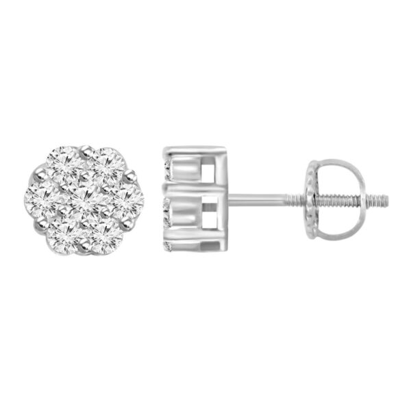 LADIES EARRINGS 1 6 CT ROUND DIAMOND 10K WHITE GOLD