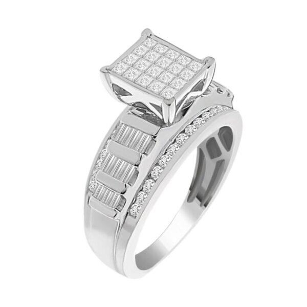 LADIES RING 1 CT ROUNDPRINCESSBAGUETTE DIAMOND 10K WHITE GOLD 2 LADIES RING 1 CT ROUNDPRINCESSBAGUETTE DIAMOND 10K WHITE GOLD 2