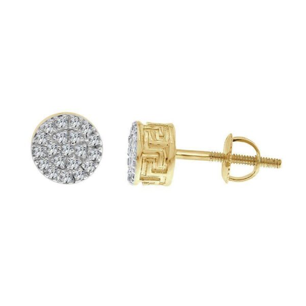 MEN’S EARRINGS 1 10 CT ROUND DIAMOND 10K YELLOW GOLD