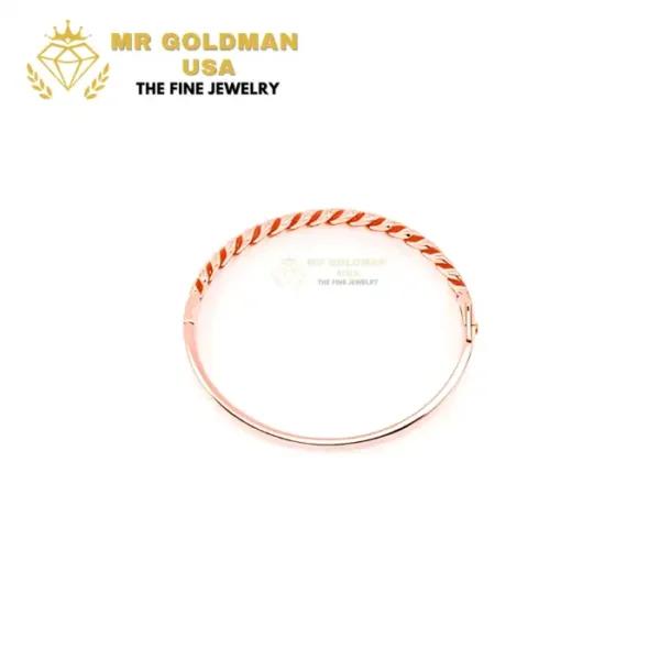 GoldmanLarge Half Diamond Cuban Bangle Bracelet 14K 1.75ctw