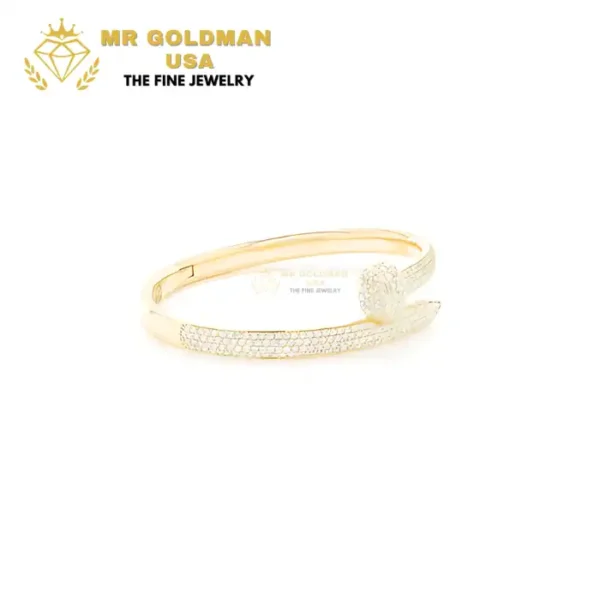 GoldmanSmall Half Diamond Nail Bangle Bracelet 14K 2.75ctw