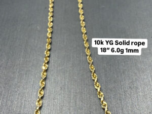 10k YG Solid rope 18" 6.0g 1mm