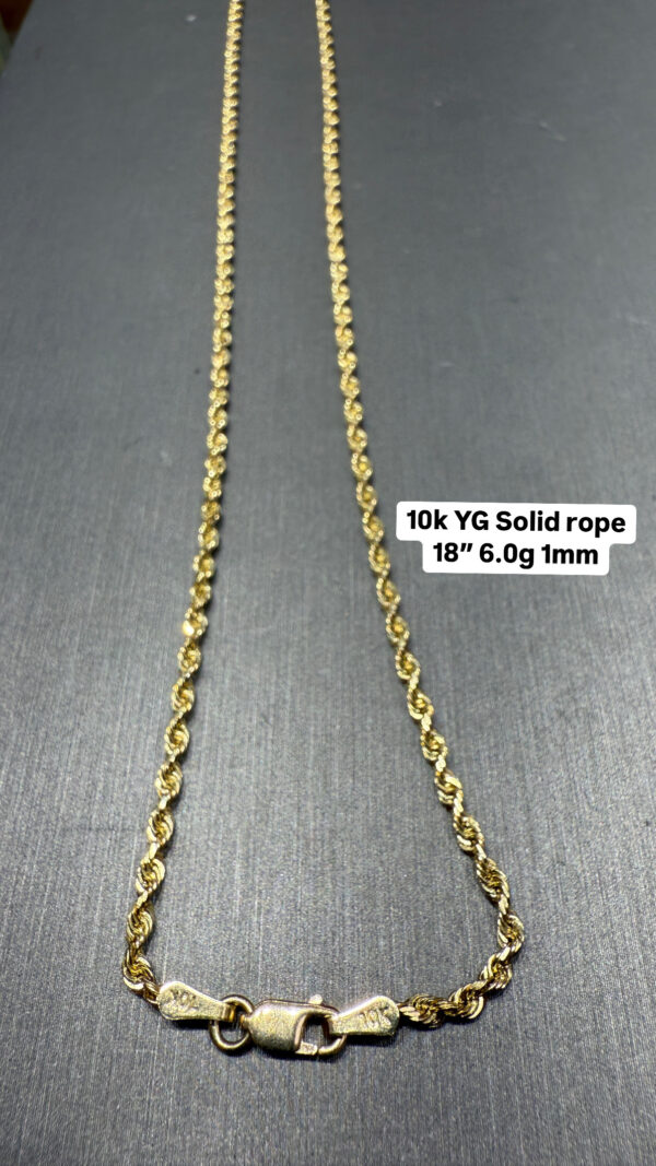 10k YG Solid rope 18" 6.0g 1mm