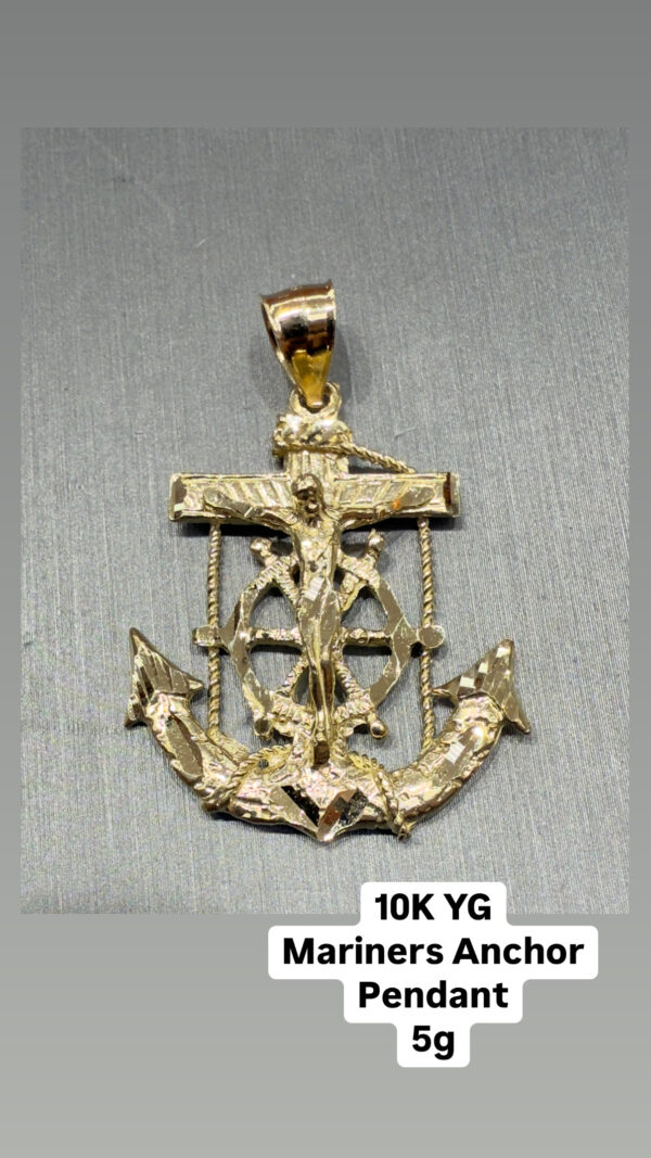 10K YG Mariners Anchor Pendant 5g