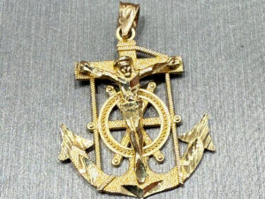 10K YG Mariner's Anchor Pendant 3.9g