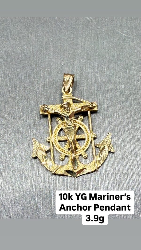 10K YG Mariner's Anchor Pendant 3.9g