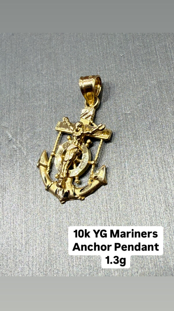 10K YG Mariner's Anchor Pendant 1.3g