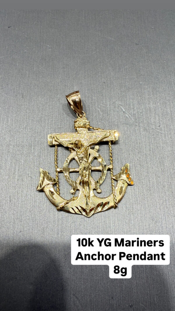 10K YG Mariner's Anchor Pendant 8g