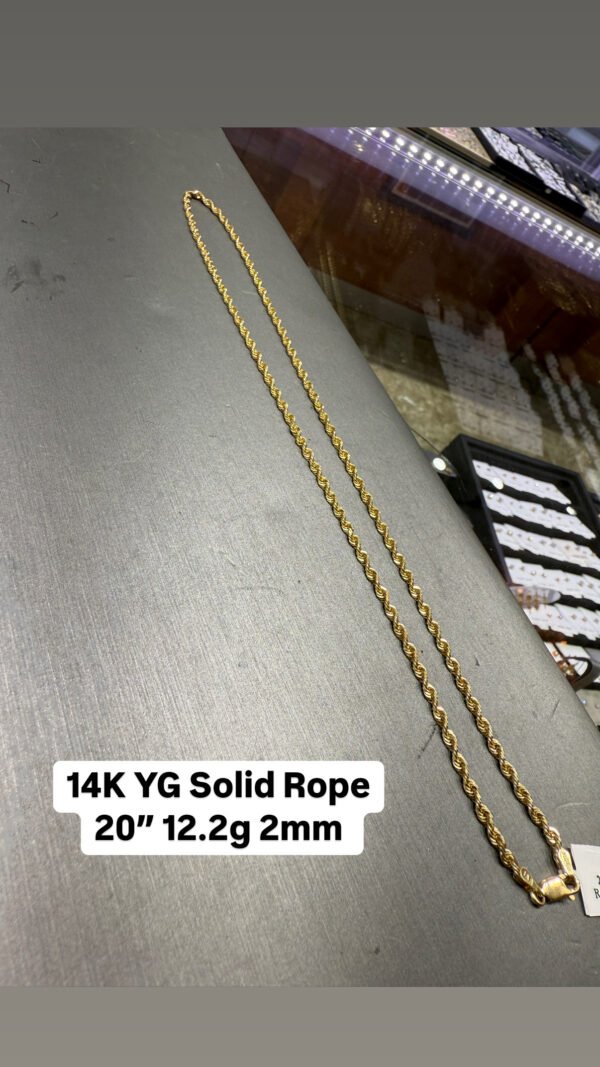 14K YG Solid Rope 20" 12.2g 2mm 14K YG Solid Rope 20" 12.2g 2mm