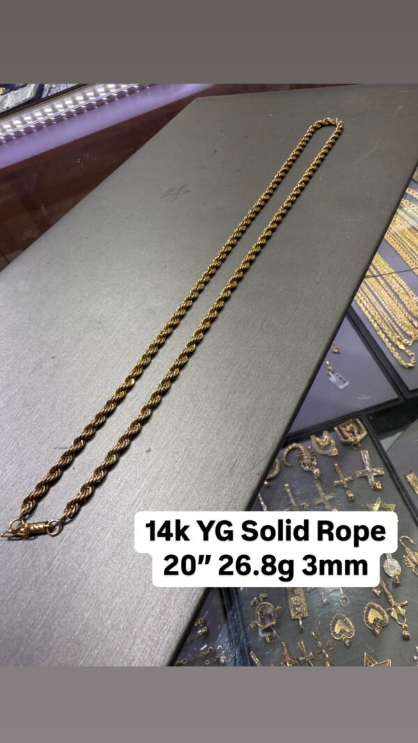 14K YG Solid Rope 20" 26.8g 3mm 14K YG Solid Rope 20" 26.8g 3mm