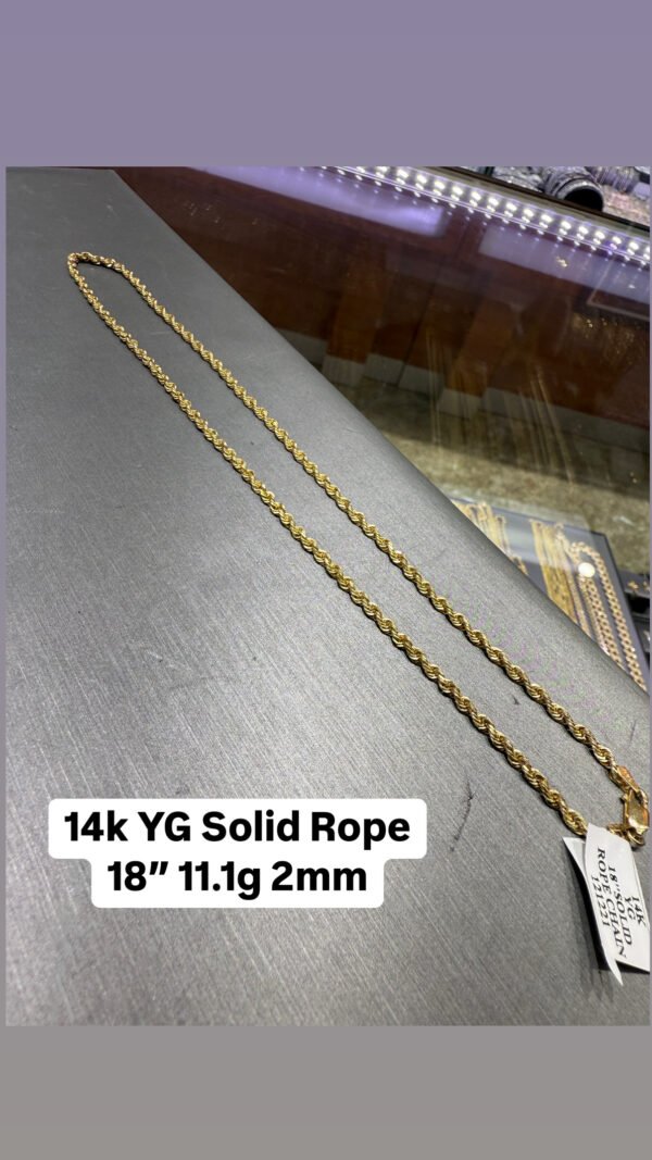 14K YG Solid Rope 18" 11.1g 2mm 14K YG Solid Rope 18" 11.1g 2mm
