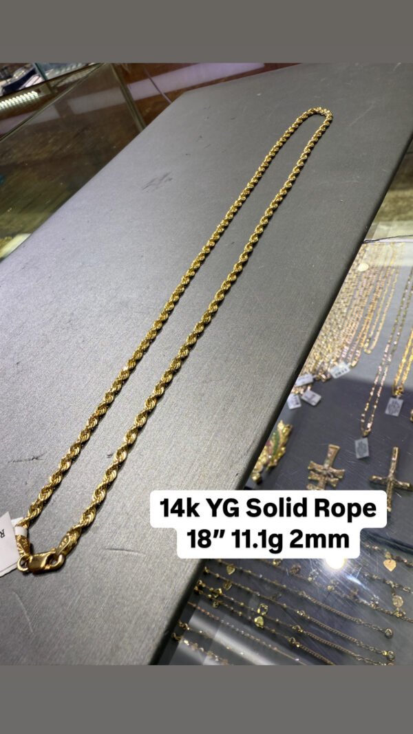 14K YG Solid Rope 18" 11.1g 2mm 14K YG Solid Rope 18" 11.1g 2mm