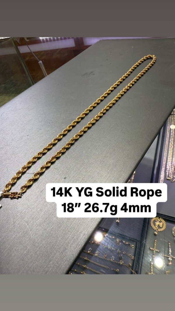 14K YG Solid Rope 18" 26.7g 4mm 14K YG Solid Rope 18" 26.7g 4mm